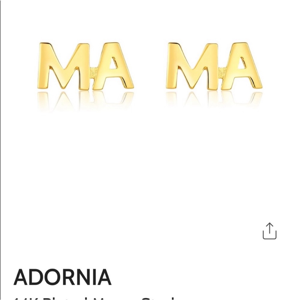 ✨$100 Mother’s Day Gift Adorable Adorina 14K Plated Mama Studs.NIB.